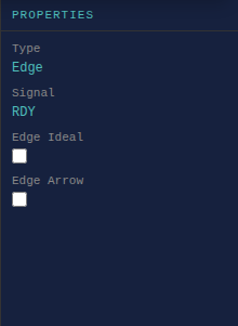 An edge's properties, including its direction arrow setting